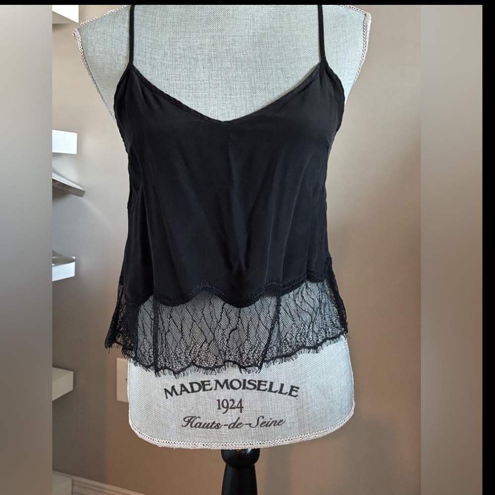Aritzia Black Camisole Crop Top with Lace Detail